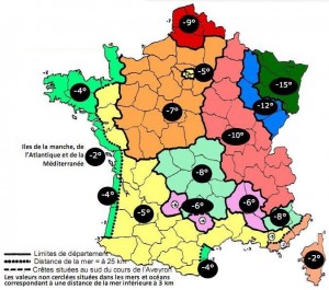 carte france T°